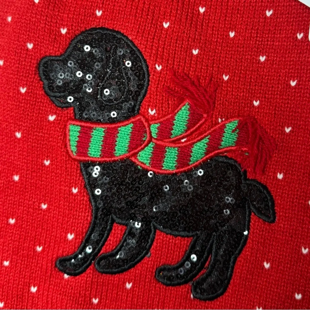 NEW w TAGS 🔖 2/for $20 🪩 Holiday Puppy Sweater Red, Green Polka Dot (Medium)